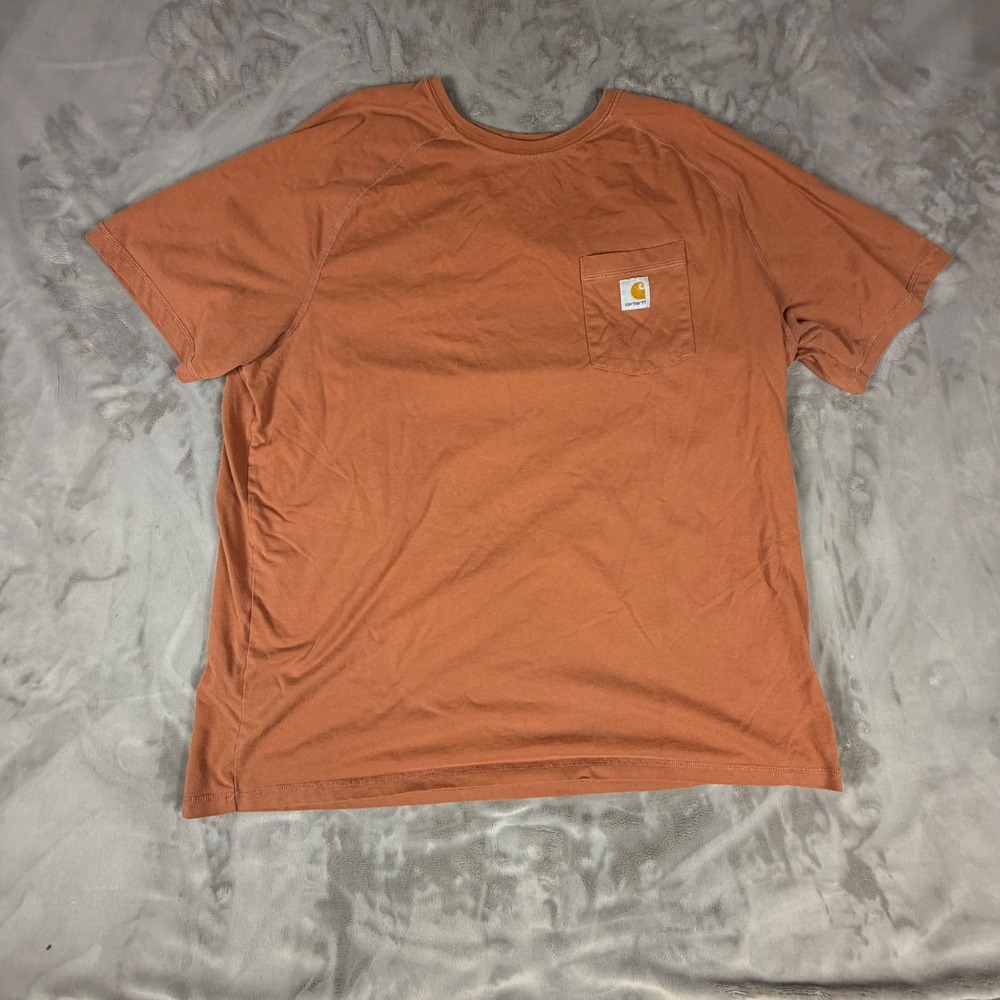 Carhartt Force Mens 2XL Relaxed Fit Pocket T-Shirt Burnt Orange Short Sleeve Tee